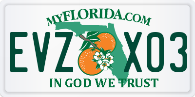 FL license plate EVZX03