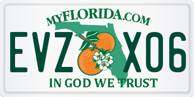 FL license plate EVZX06