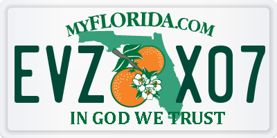 FL license plate EVZX07