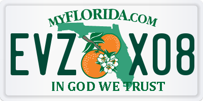 FL license plate EVZX08