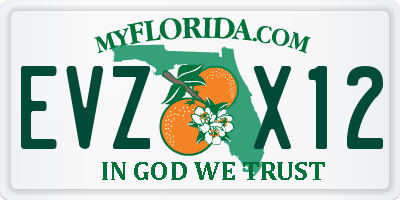 FL license plate EVZX12