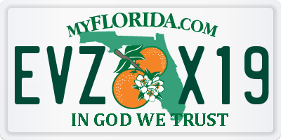 FL license plate EVZX19