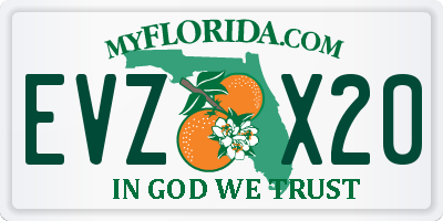 FL license plate EVZX20