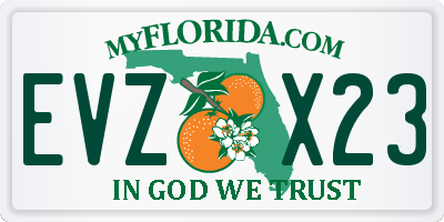 FL license plate EVZX23