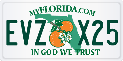 FL license plate EVZX25
