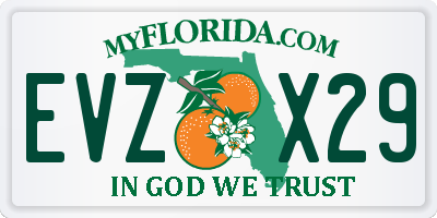 FL license plate EVZX29