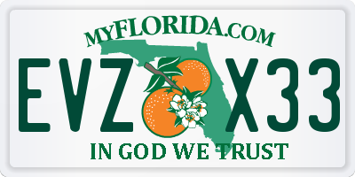 FL license plate EVZX33