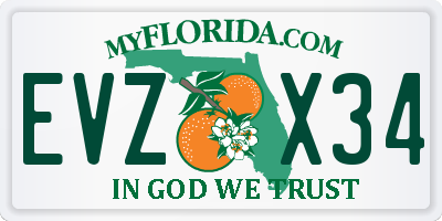 FL license plate EVZX34