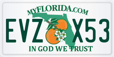 FL license plate EVZX53