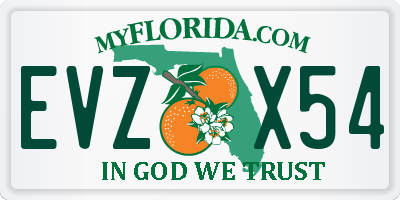 FL license plate EVZX54