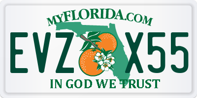 FL license plate EVZX55