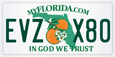 FL license plate EVZX80