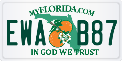 FL license plate EWAB87