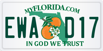 FL license plate EWAD17