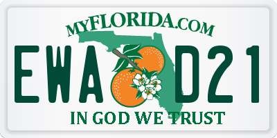 FL license plate EWAD21