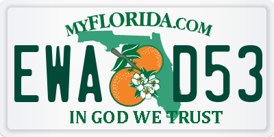 FL license plate EWAD53
