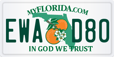 FL license plate EWAD80