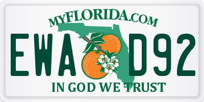 FL license plate EWAD92