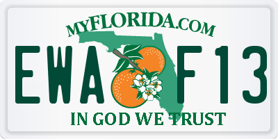 FL license plate EWAF13