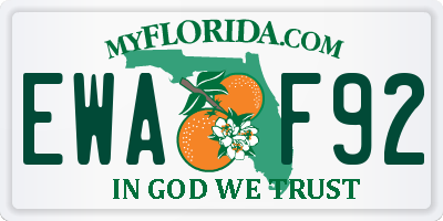 FL license plate EWAF92