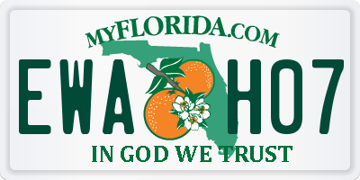 FL license plate EWAH07