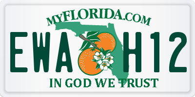 FL license plate EWAH12