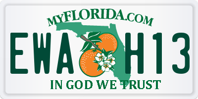FL license plate EWAH13
