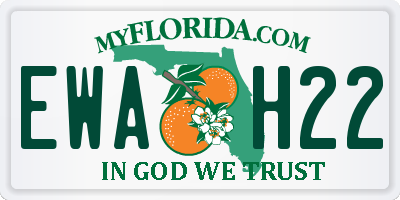 FL license plate EWAH22