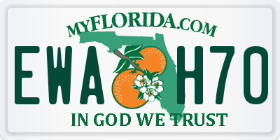 FL license plate EWAH70