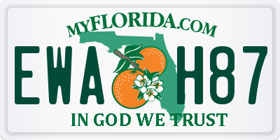 FL license plate EWAH87