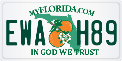 FL license plate EWAH89