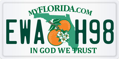 FL license plate EWAH98