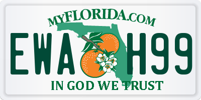 FL license plate EWAH99