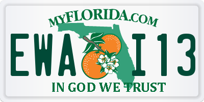 FL license plate EWAI13