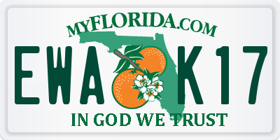 FL license plate EWAK17