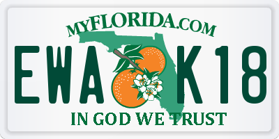 FL license plate EWAK18