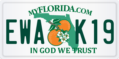 FL license plate EWAK19