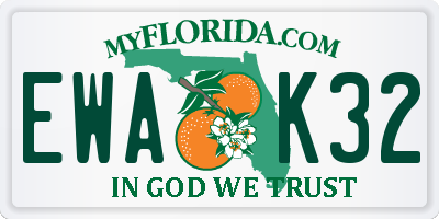 FL license plate EWAK32