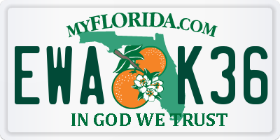 FL license plate EWAK36