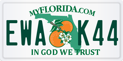 FL license plate EWAK44
