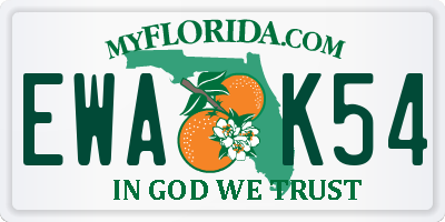 FL license plate EWAK54