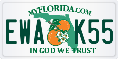FL license plate EWAK55