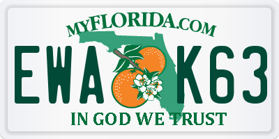 FL license plate EWAK63