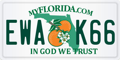 FL license plate EWAK66