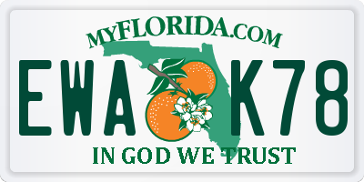 FL license plate EWAK78