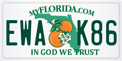 FL license plate EWAK86