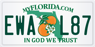 FL license plate EWAL87