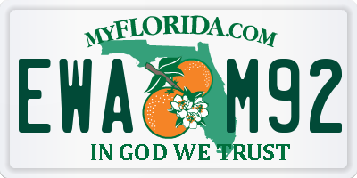 FL license plate EWAM92