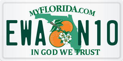 FL license plate EWAN10