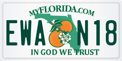 FL license plate EWAN18